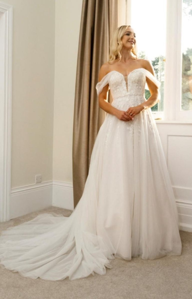 off the shoulder wedding dress